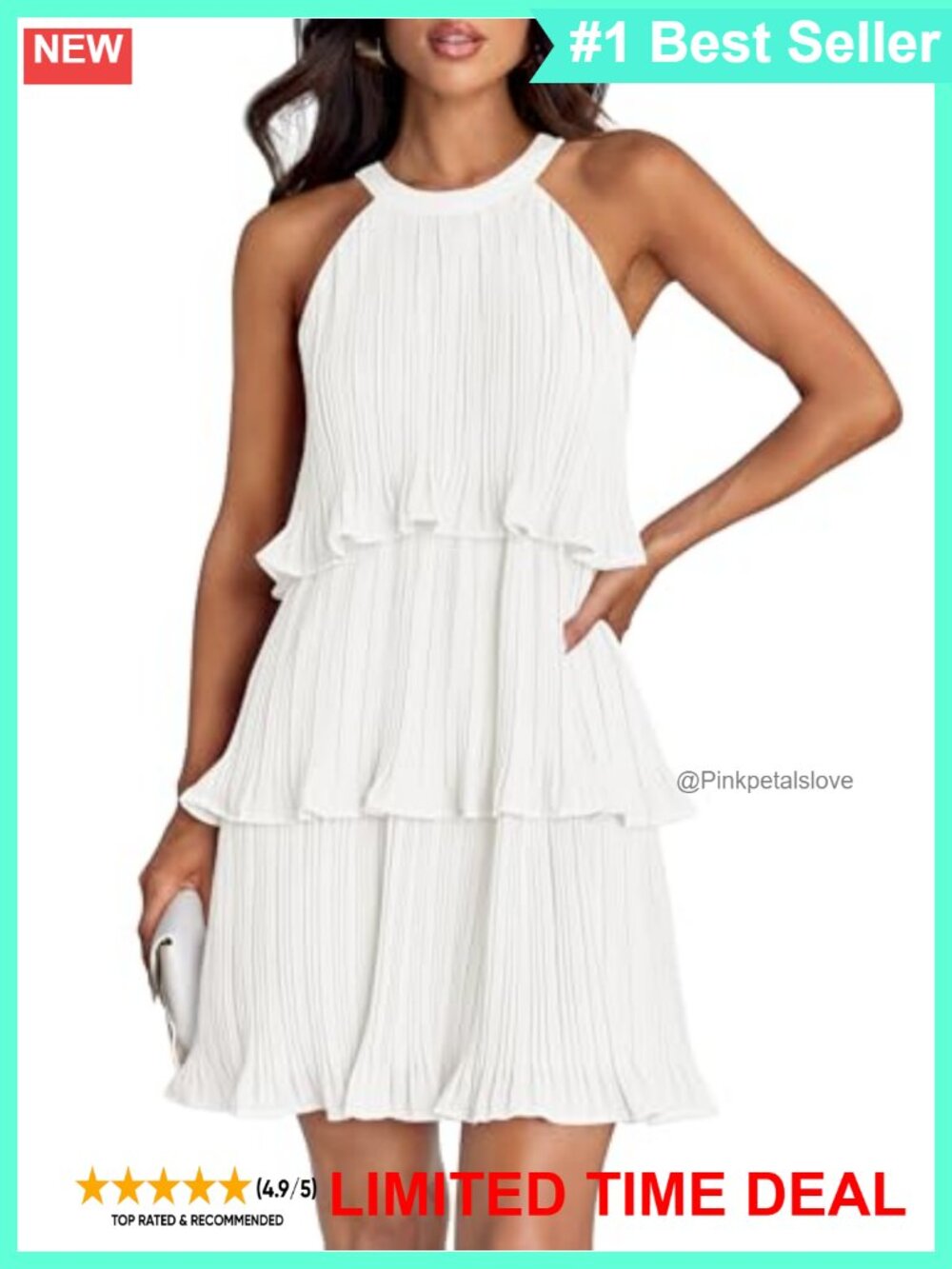 Women's Halter Ruffle Tiered Backless Mini Dress Cocktail